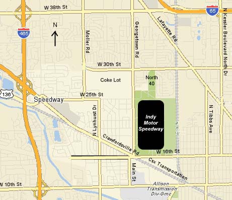 Street Map of Indianapolis Motor Speedway Area