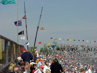 Cameras held high above with cranes