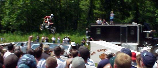 jumpin ramp riding bike backwards.