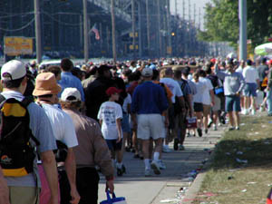 crowd on way in