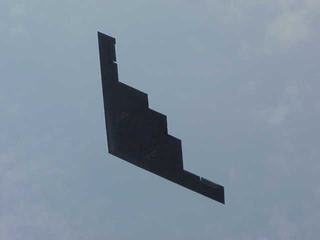 B2 Bomber flies overhead