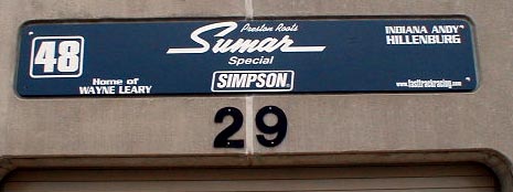 Sign above Andy's IMS garage
