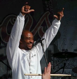 Driver on rock stage